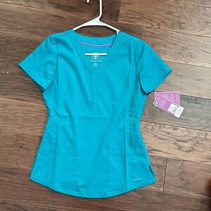 Healing Hands Teal XXS Scrub Top
